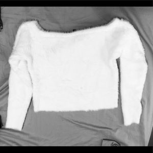 White faux-fur sweater